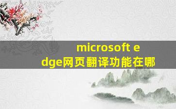 microsoft edge网页翻译功能在哪